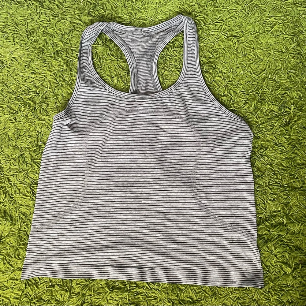 Lululemon Athletica Striped Tank with Motivational Text